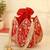 Red silk floral embroidered potli bag