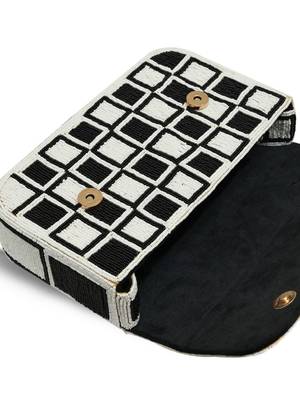 Black suede embroidered clutch 2