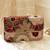 Red suede floral embroidered clutch