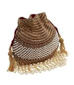 Gold suede pearl embroidered potli bag