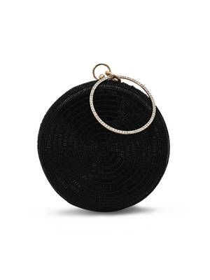 Black silk round clutch 1