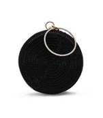 Black silk round clutch