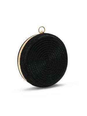 Black silk round clutch 3
