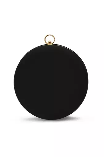 Black silk round clutch
