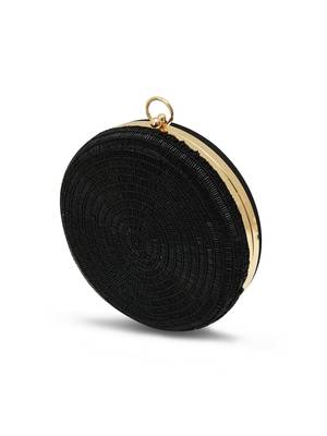 Black silk round clutch 5