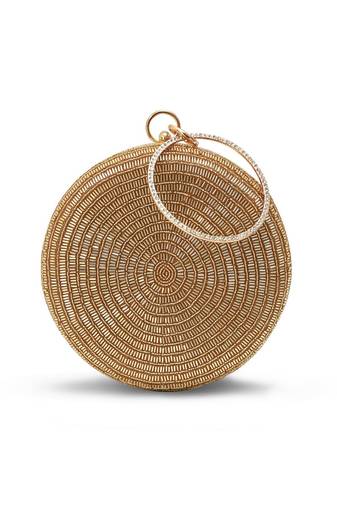 Gold silk round clutch