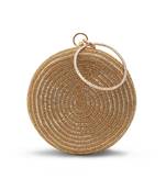 Gold silk round clutch