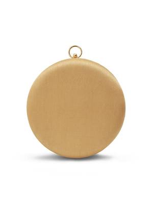 Gold silk round clutch 4