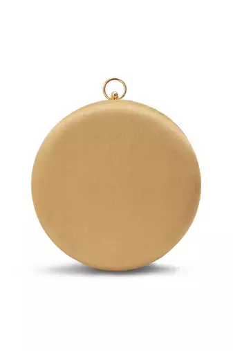 Gold silk round clutch
