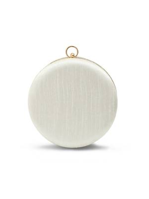 Silver silk round clutch 1
