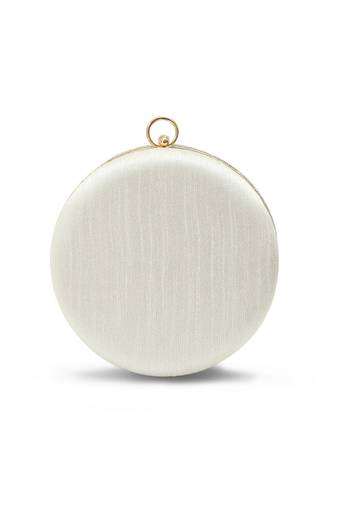 Silver silk round clutch