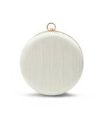Silver silk round clutch