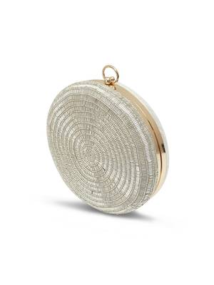 Silver silk round clutch 5