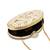 Gold suede floral embroidered clutch
