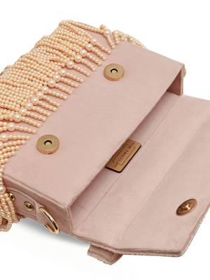 Multicolor suede pearl embroidered clutch 4