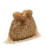 Gold suede pearl embroidered potli bag