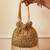 Gold suede pearl embroidered potli bag