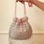 Pink suede pearl embroidered potli bag