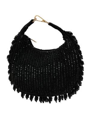 Black suede beads embroidered Hand Bag 3