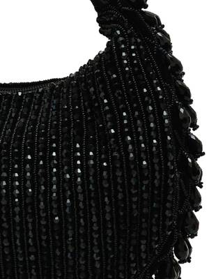 Black suede beads embroidered Hand Bag 4