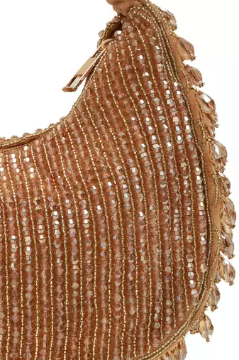 Gold suede beads embroidered Hand Bag