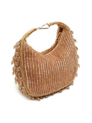 Gold suede beads embroidered Hand Bag 4