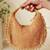 Gold suede beads embroidered Hand Bag