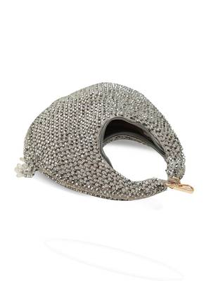Grey suede beads embroidered Hand Bag 1