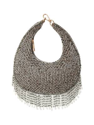 Grey suede beads embroidered Hand Bag 2