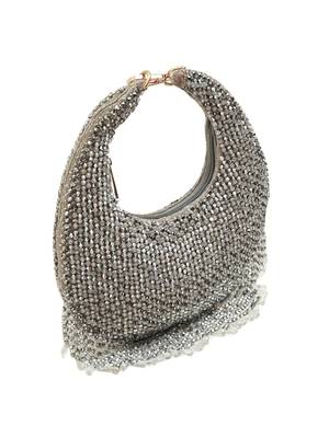 Grey suede beads embroidered Hand Bag 3