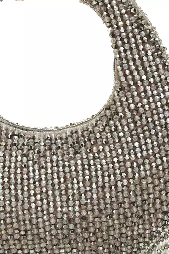 Grey suede beads embroidered Hand Bag