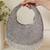 Grey suede beads embroidered Hand Bag