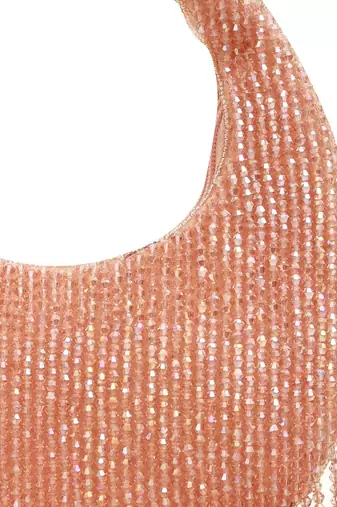 Pink suede beads embroidered Hand Bag