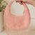 Pink suede beads embroidered Hand Bag