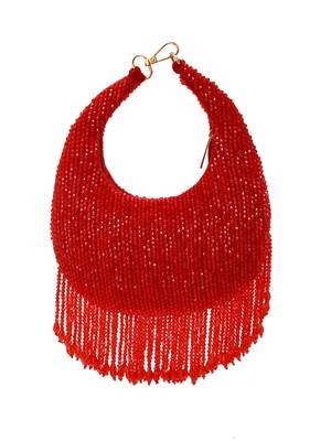 Red suede beads embroidered Hand Bag 2