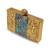 Gold suede embroidered clutch