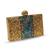 Gold suede embroidered clutch