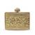 Gold suede floral embroidered clutch