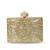 Gold suede floral embroidered clutch
