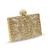 Gold suede floral embroidered clutch