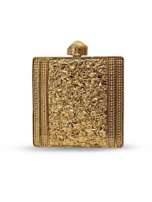 Gold suede embroidered clutch 3