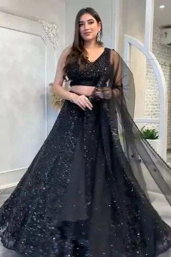 Black Color Dori Sequence Work Lehenga Choli