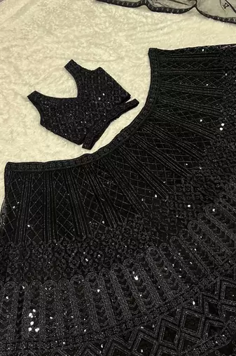 Black Color Dori Sequence Work Lehenga Choli
