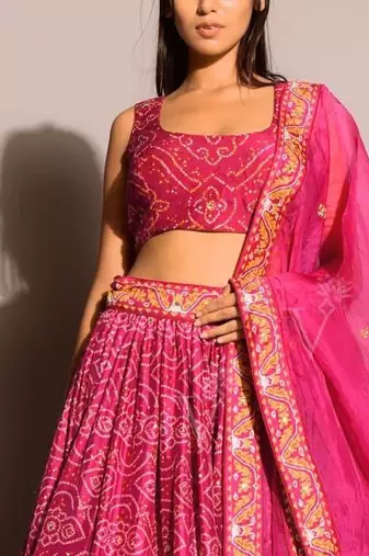 Dark Pink Color Dori Thread & Sequence Work Satin Silk Lehenga Choli 