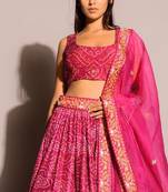 Dark Pink Color Dori Thread & Sequence Work Satin Silk Lehenga Choli 