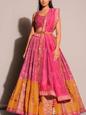 Dark Pink Color Dori Thread & Sequence Work Satin Silk Lehenga Choli  2