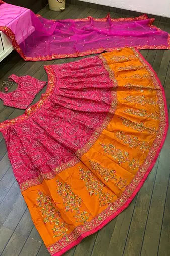 Dark Pink Color Dori Thread & Sequence Work Satin Silk Lehenga Choli 