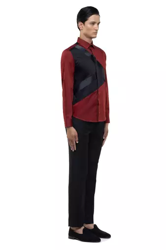 Maroon plain cotton shirt
