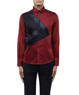 Maroon plain cotton shirt 5