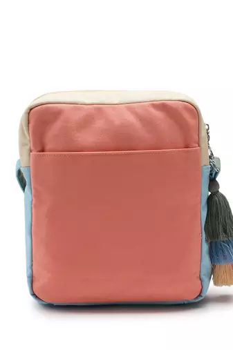 Hue Blue & Pastel Multi Cotton Canvas Colourblocked Sling Bag